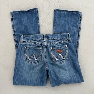 Wrangler Mae Premium Patch Low Rise Boot Cut Jeans 7/8x32